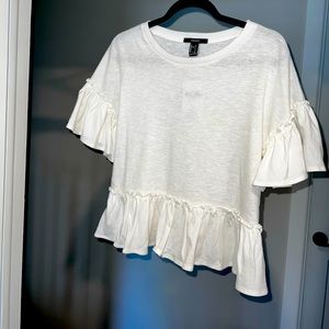 Ruffle shirt sleeve white T-shirt. From Forever 21